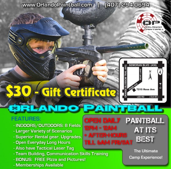 Buy Gift Certificate Orlando Paintball